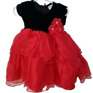 Nanette Black Red Christmas Dress Size 9 Months Velvet Tulle